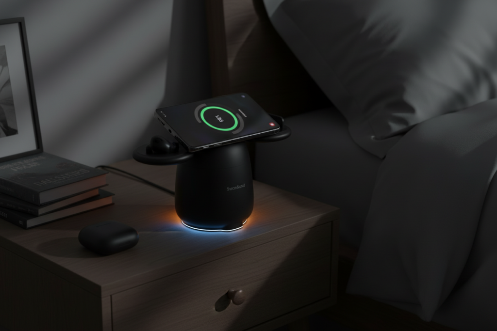 Samsung wireless charging station for nightstand with RGB light charging Galaxy S25 watch and buds