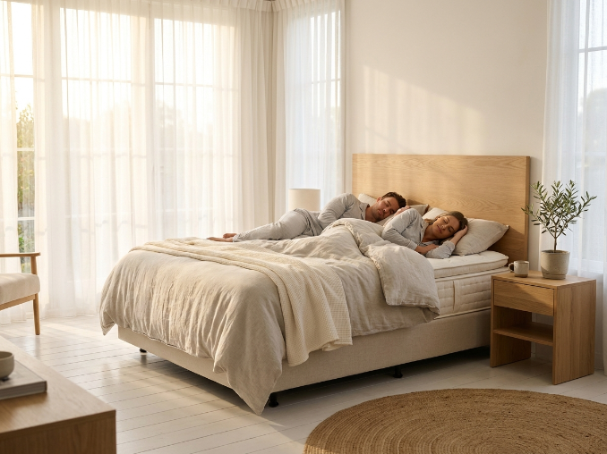 King size 12 inch cooling gel mattress in a modern Nordic bedroom setting"