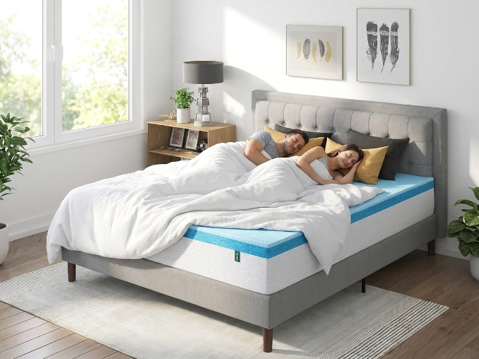 King size 12 inch cooling gel mattress in a modern Nordic bedroom setting