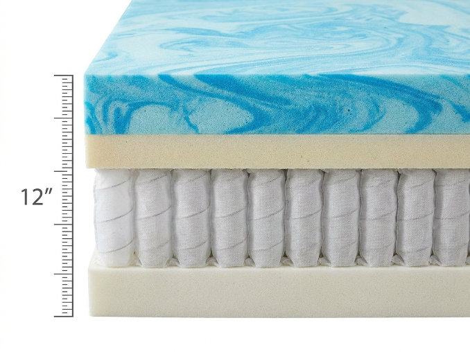  12 inch king mattress layers showing cooling gel memory foam construction